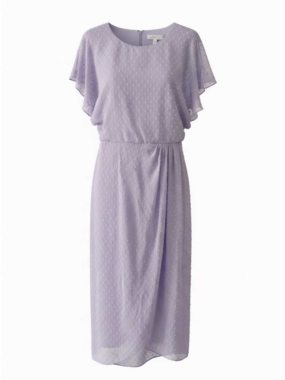Liz Claiborne Lavender Midi Dress with Flutter Sleeves